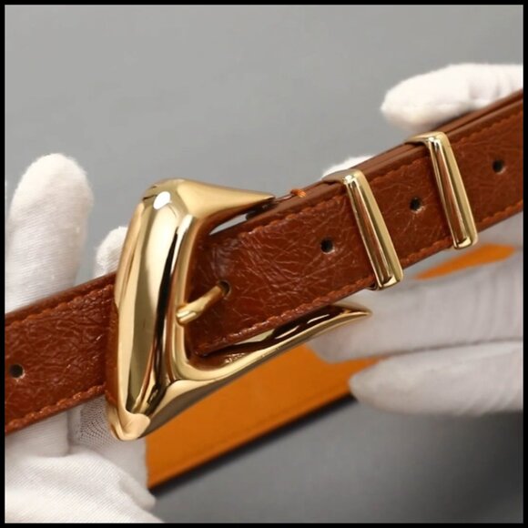 Faux Leather Belt with Silver Buckle for Women, Adjustable Notches main image 6